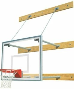 Bison Wall Mounted Basketball Hoop w/ Glass Backboard, 1'-4' EXTENSION