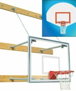 Bison Wall Mounted Basketball Hoop w/ Fan Backboard, 1'-4' EXTENSION