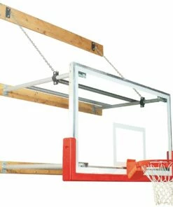 Bison Wall Mounted Basketball Hoop w/ Glass Backboard, 6'-8' EXTENSION