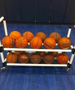 Power Dribble 10 Ball Cart Rack w/ Built-In Pump -Basketball Sales Store a55 734 1