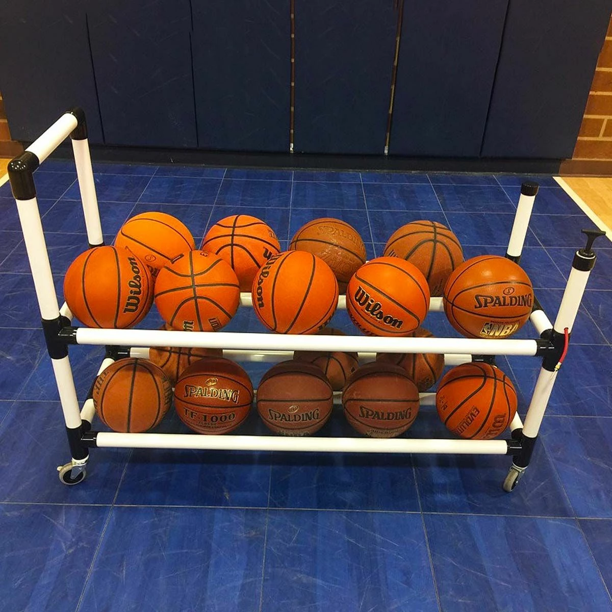 Power Dribble 20 Ball Cart Rack w/ Built-In Pump 1 Power Dribble 20 Ball Cart Rack w/ Built-In Pump