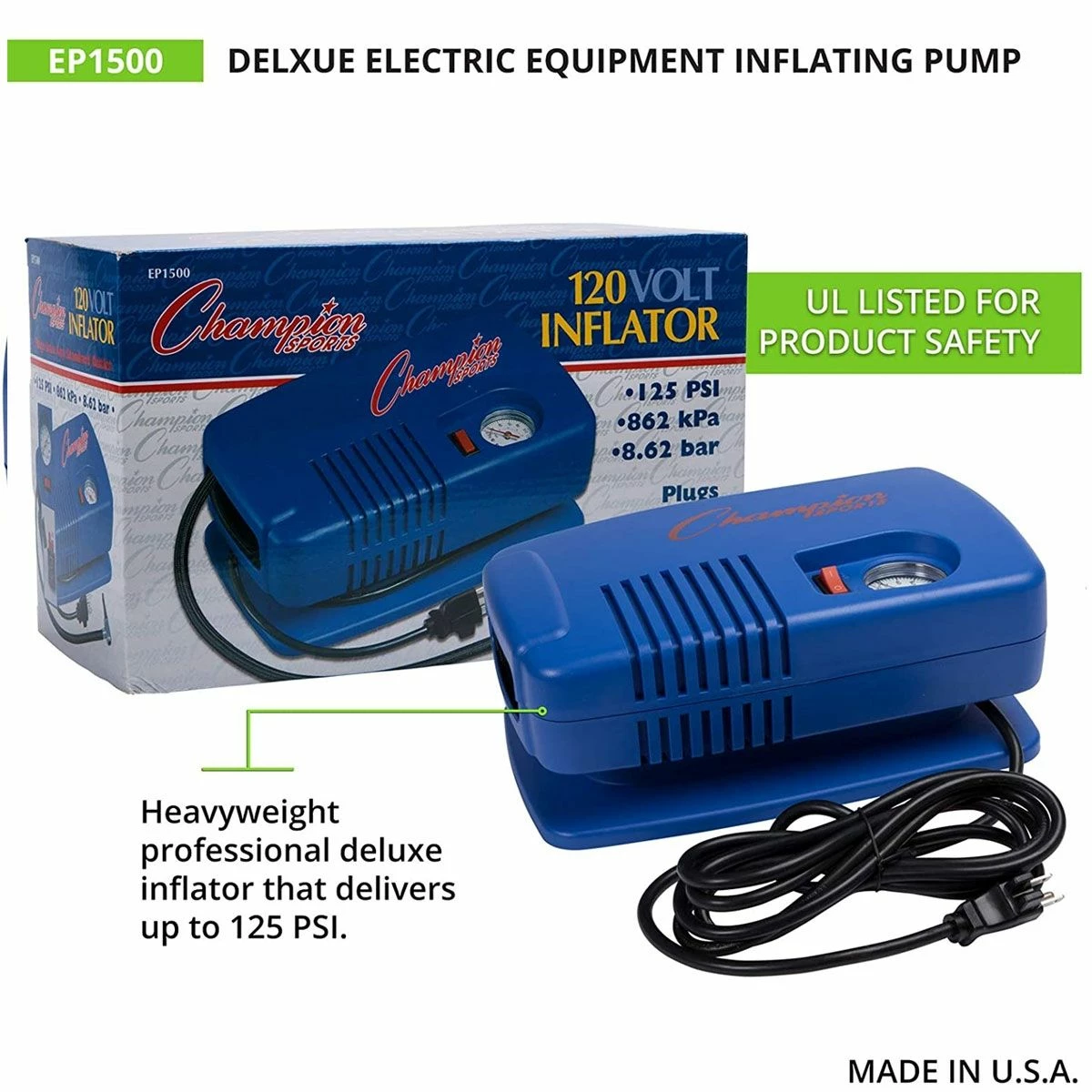 Champion Heavy Duty Electric Ball Inflator Pump, EP1500 3 Champion Heavy Duty Electric Ball Inflator Pump, EP1500 - Image 3