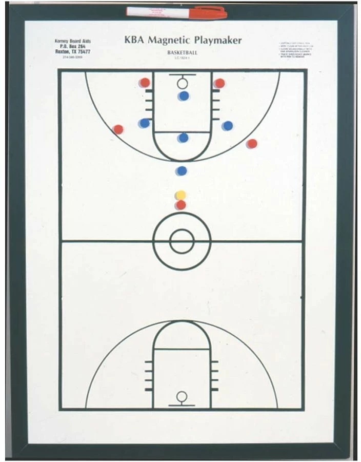 KBA Magnetic Playmaker Basketball Coaching Board, 24"x36" 1 KBA Magnetic Playmaker Basketball Coaching Board, 24"x36"